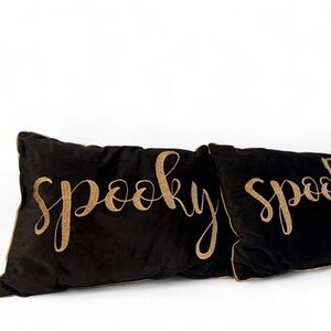 Elegant Black and Gold 'Spooky' Holiday Pillows‎